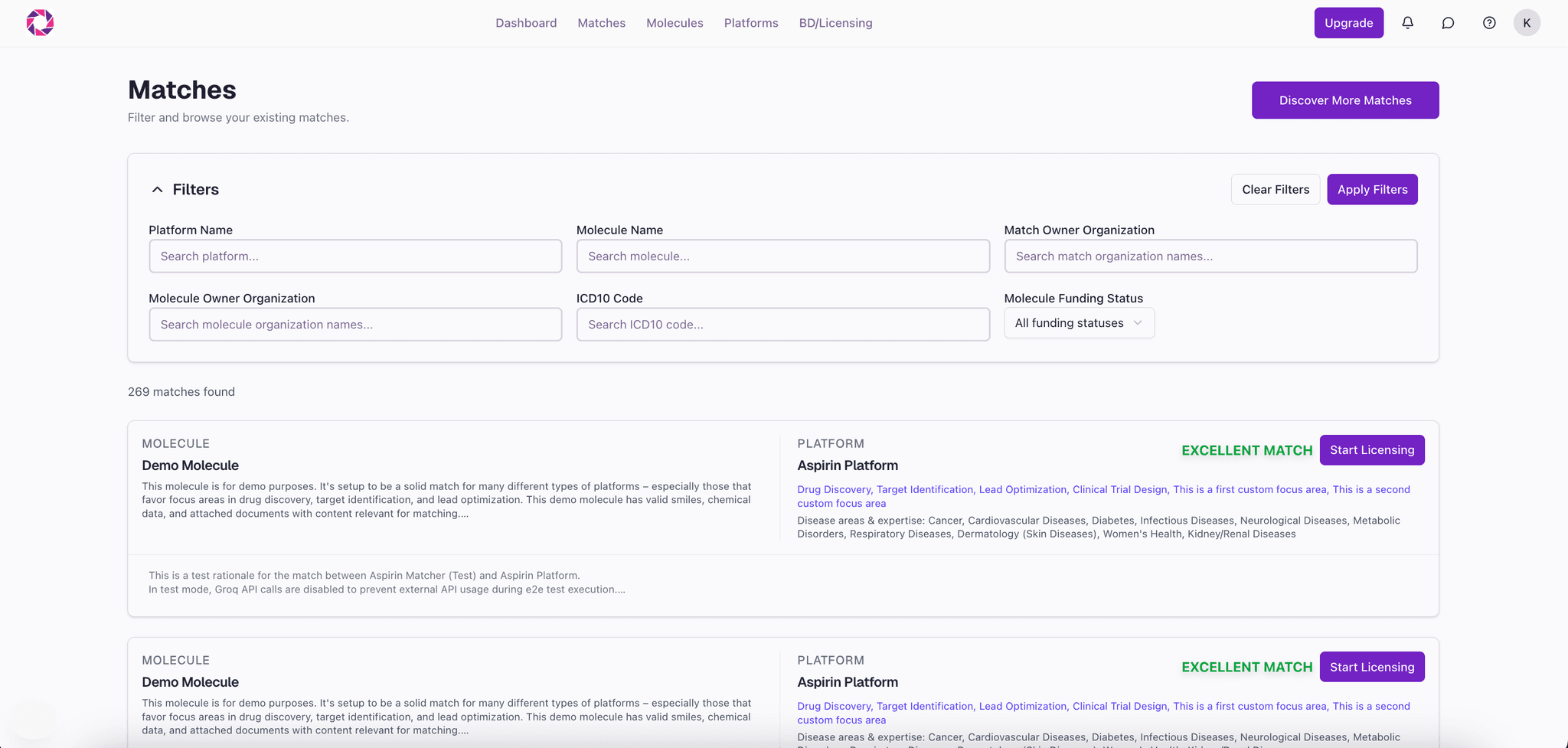 Moleculeo Web App Interface