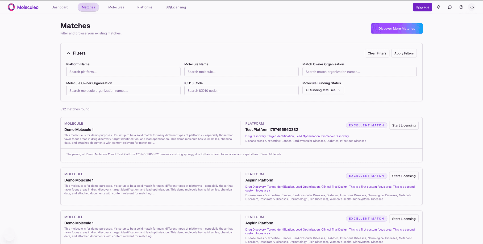 Moleculeo Web App Interface